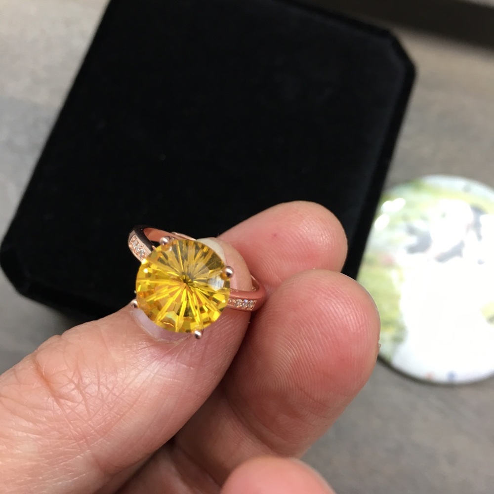 Certified Citrine Rose Gold Ring Necklace Set - Picture 11 of 17